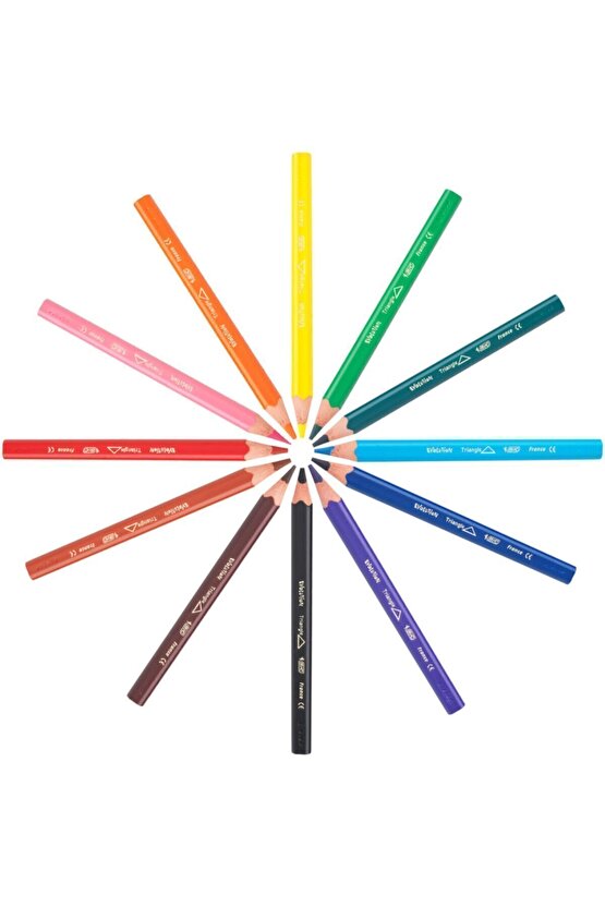 Jumbo Keçeli Boya Kalem 12li  Jumbo Kuru Boya Kalem 12li  Üçgen Pastel Boya Kalemi 12li