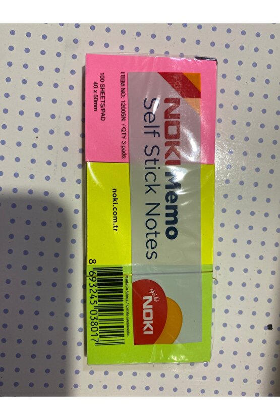 Yapışkanlı Not Kağıdı 38x51 mm 100 Yaprak x 3 Adet Karışık Neon 3 Lü 12005N