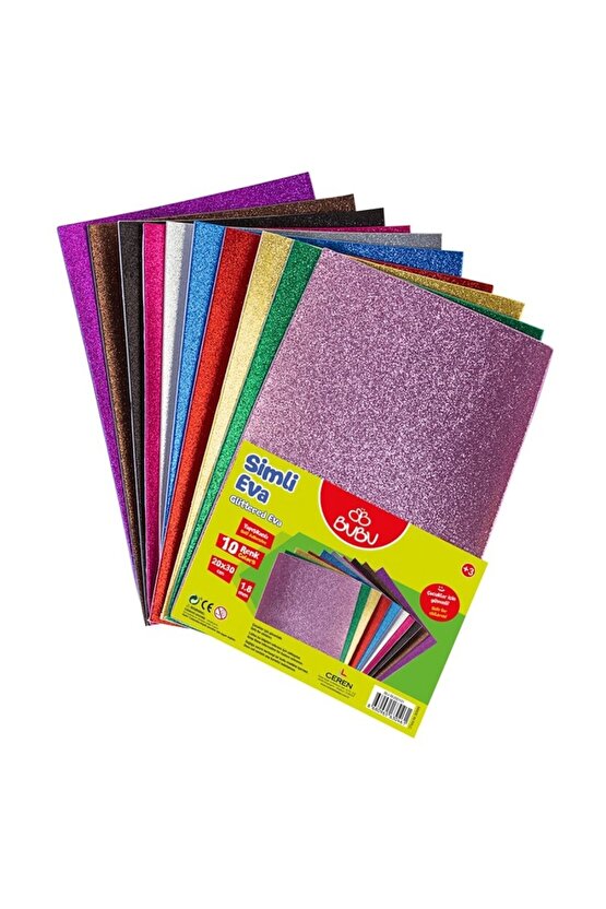 Bu-bu Ev0038 Simli Yapışkanlı Eva 20x30cm 10 Renk