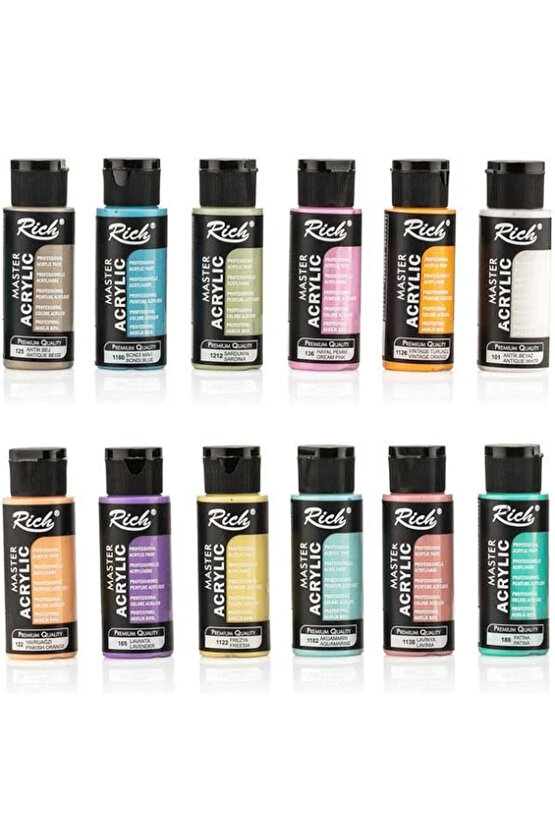 Mastermix Akrilik Boya Pastel Renkler 12x60cc