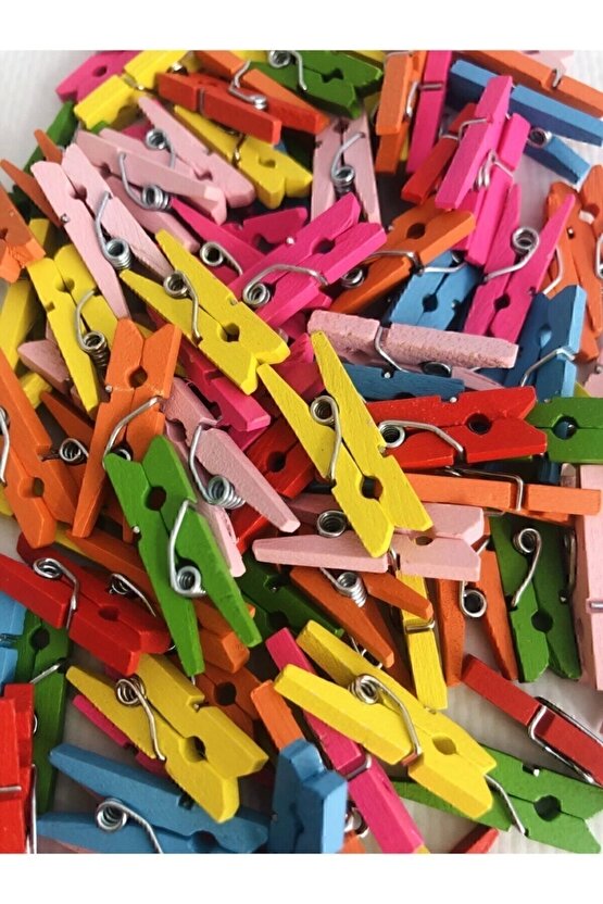 Mini Mandal -20 Adet Dekoratif Süsleme Renkli Minik Ahşap Mandal, Fotoğraf Mandalı