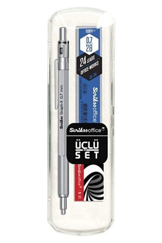 Kurşun Gri Graph-x 0.7 mm Kalem Silgi Uç Seti