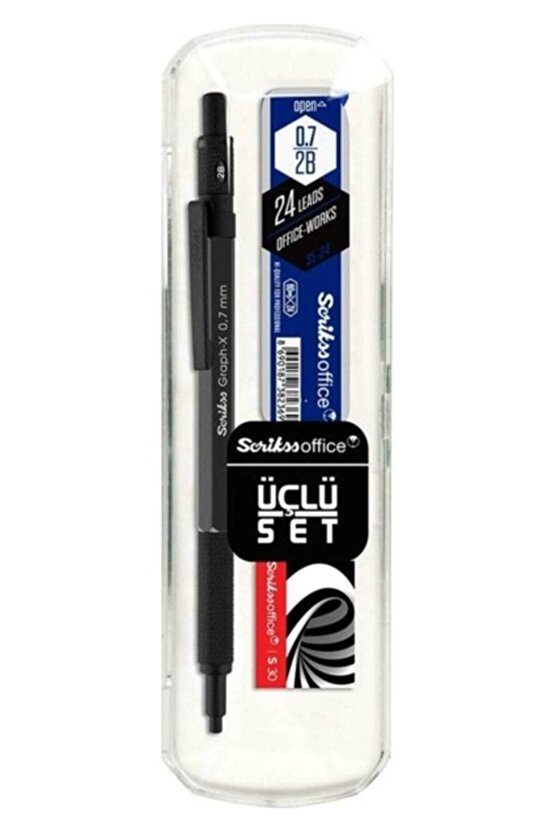 Kurşun Gri Graph-x 0.7 mm Kalem Silgi Uç Seti