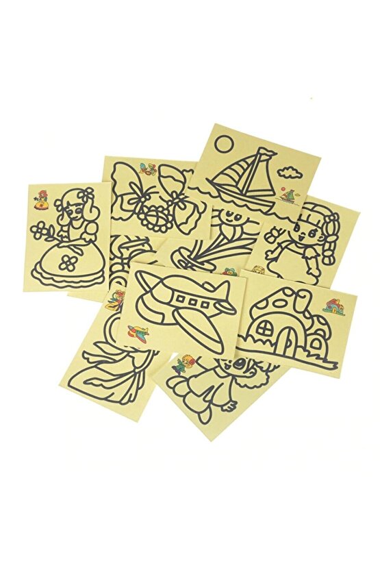 50 Adet, Büyük Boy, Kum Boyama Seti, A4 Boyutunda, Kum Boyama Çalışması, Etkinlik 50