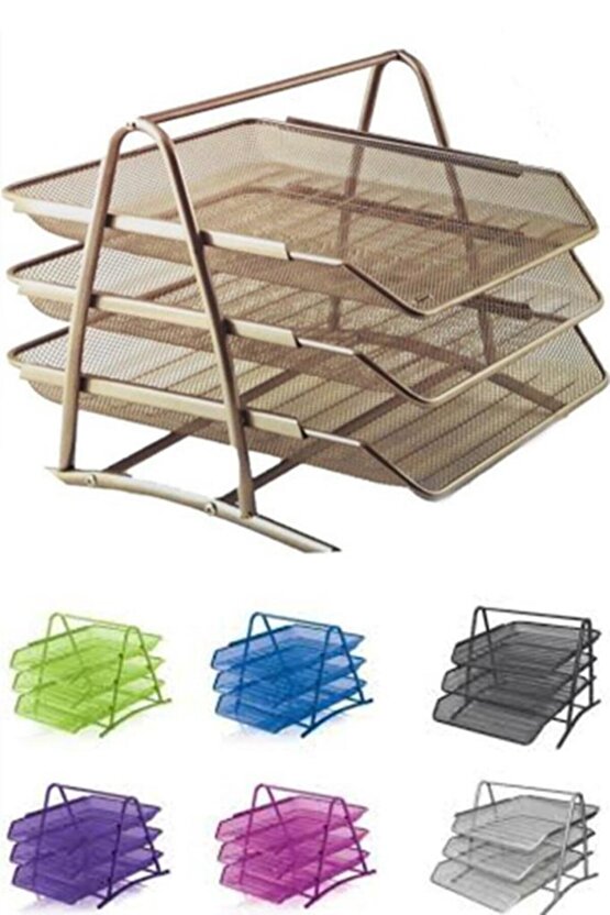 3lü Siyah Evrak Rafı - Dosyalık - 3 Katlı Evrak Rafı - Metal Evrak Rafı