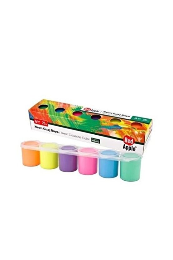 Neon Guaj Boya 6 Renk x 25 ml Sıralı Set