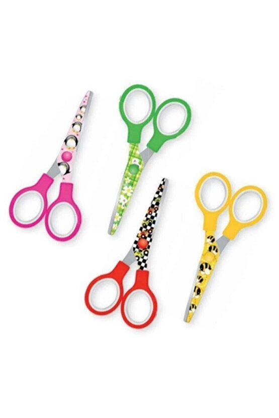 Küt Uç Plastik Gövdeli Desenli Çocuk Makası - 1 Adet