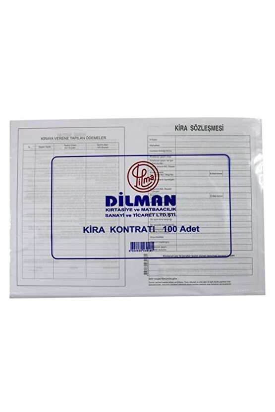 Marka: Dilman Kira Kontratı 100 Lü Kategori: Resmi & Ticari Evraklar