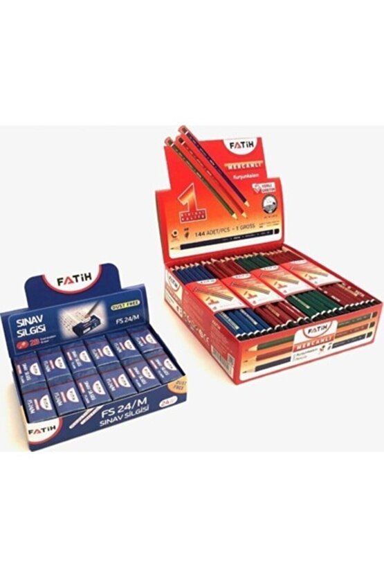 Mercanlı Kurşun Kalem 144LÜ + Fs24 Sınav Silgisi 24lü