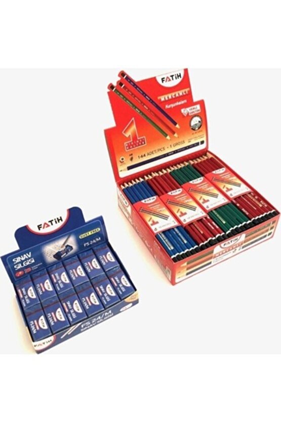 Mercanlı Kurşun Kalem 144LÜ + Fs24 Sınav Silgisi 24lü