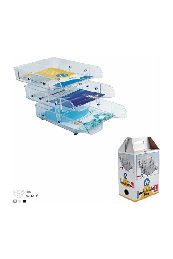 3a 2083 3lü Hareketli Evrak Rafı Plastik