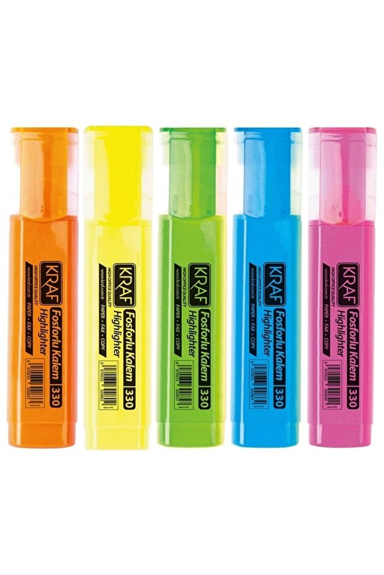 330 NEON RENKLER 5li FOSFORLU KALEM