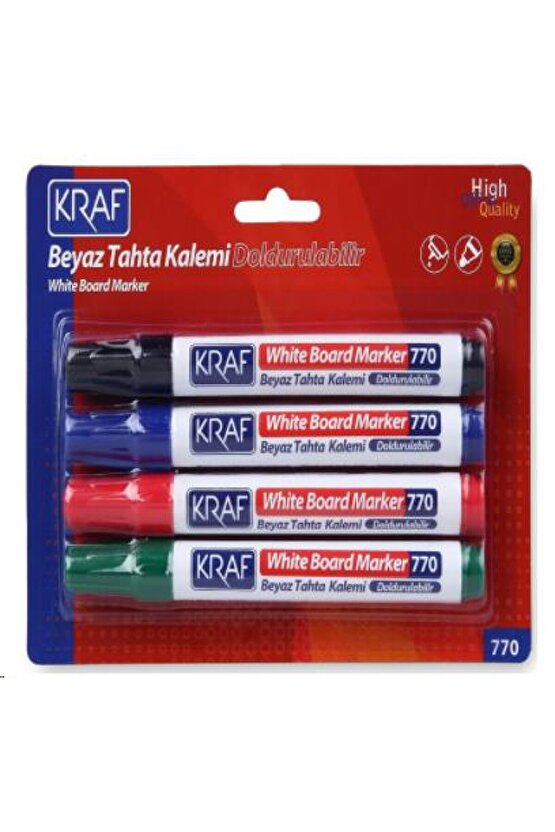 BEYAZ TAHTA KALEMİ DOLDURULABİLİR 770-4 4 LÜ BLISTER