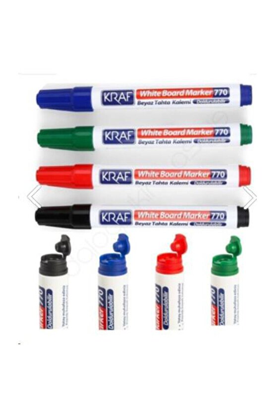 BEYAZ TAHTA KALEMİ DOLDURULABİLİR 770-4 4 LÜ BLISTER