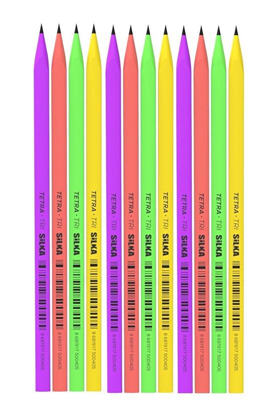 Kaly Üçgen Neon Kurşun Kalem 12li