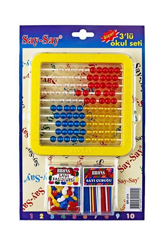 Say-say 3 Lü Okul Seti (SAYI FASULYESİ - SAYI ÇUBUĞU - MİSAP)