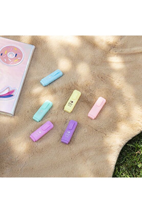 Mini Fosforlu Kalem 6lı Kilitli Poşet