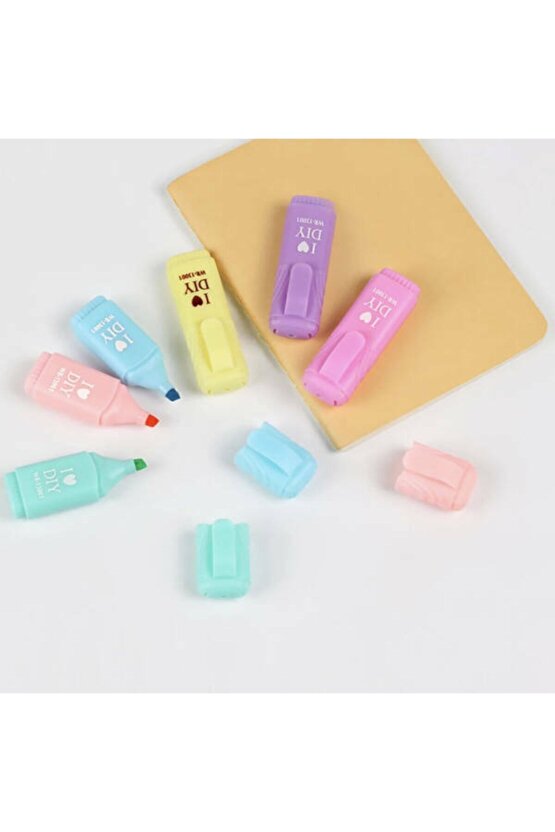 Mini Fosforlu Kalem 6lı Kilitli Poşet