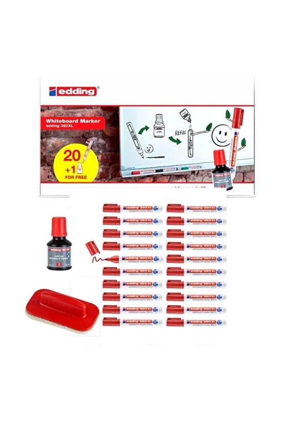 360 Xl Beyaz Tahta Kalemi 20 Li Set Mürekkep +tahta Silgisi