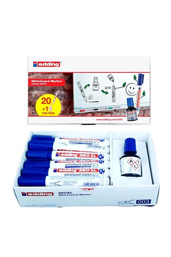 360 Xl Beyaz Tahta Kalemi 20 Li Set Mürekkep +tahta Silgisi tkm