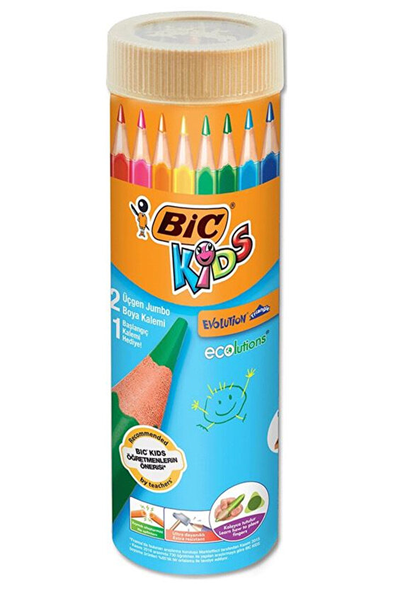 Kids Evolution Triangle Üçgen Jumbo Boya Kalemi 12+1 Renk Metal Tüp