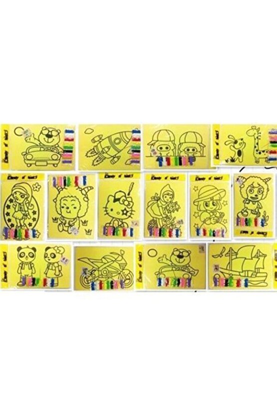 15 Adet Kum Boyama Seti Kumla Resim Çizme Oyunu Kız Erkek