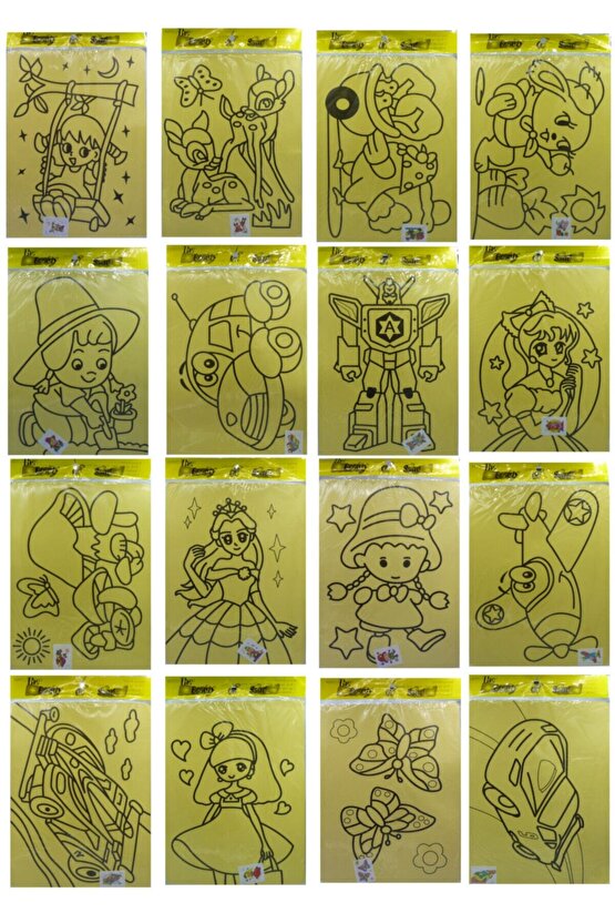 10 Ad. A4 Büyük Boy (KIZ-ERKEK) Kum Boyama Seti