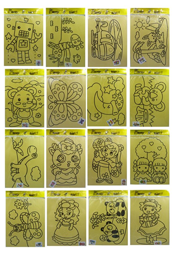 10 Ad. A4 Büyük Boy (KIZ-ERKEK) Kum Boyama Seti