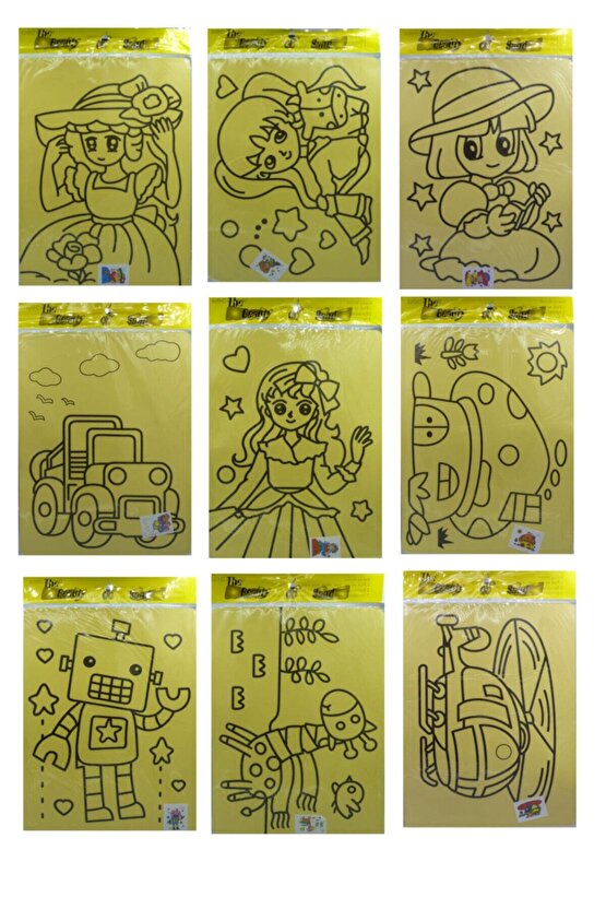 10 Ad. A4 Büyük Boy (KIZ-ERKEK) Kum Boyama Seti