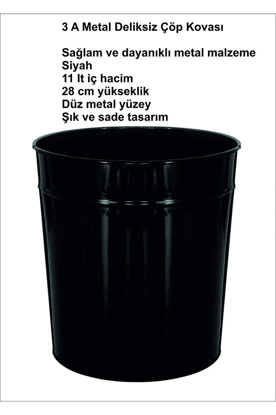Siyah Metal Çöp Kovası Fx