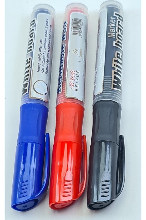 3 Renk Karışık Kırmızı Siyah Mavi Tüplü Kartuşlu Byb Tahta Kalemi