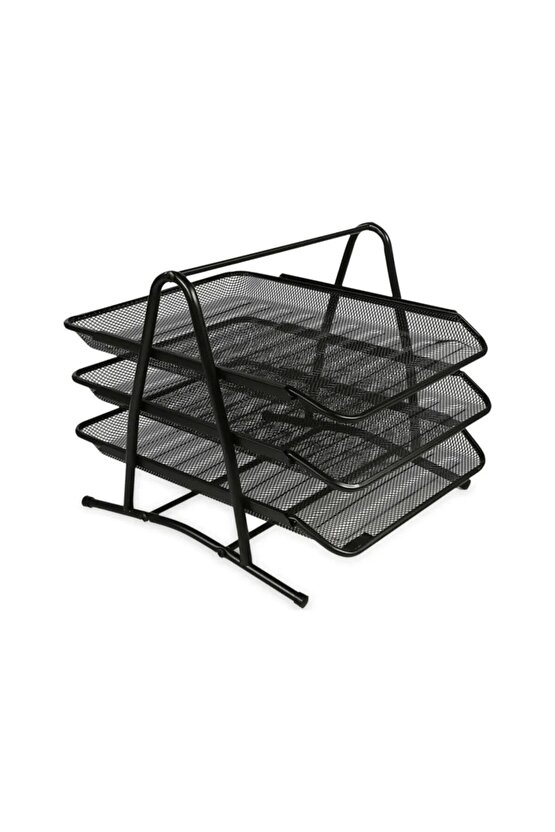 Metal Perfore 3lü Evrak Rafı Renk - Siyah Fx