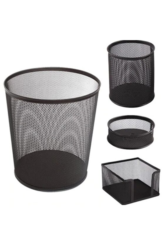 Metal Ofis Seti 4lü Çöp Kutulu Glb001 Fx