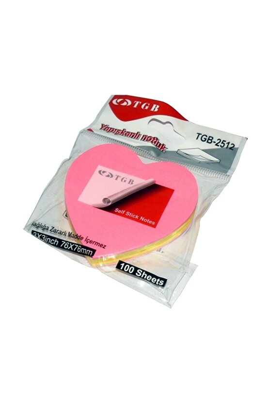 Yapışkanlı Not Kağıdı Fosforlu Kalpli 100 Yaprak Index