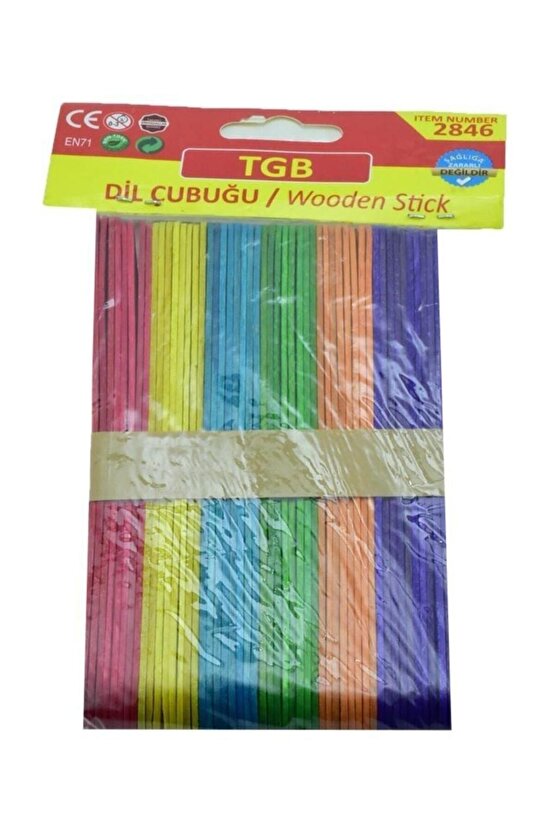 Geniş Dil Çubuğu Renkli 50 Adet