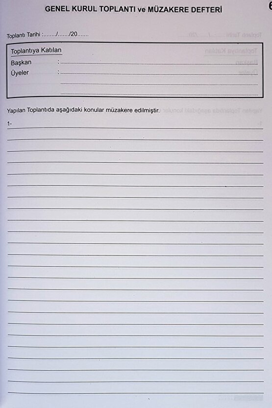 Genel Kurul Toplantı Ve Müzakere Defteri Karton Kapak