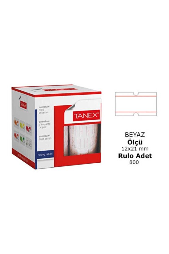 Taneks Motex Çizgili Etiketi 800lü 12 X 21 Mm
