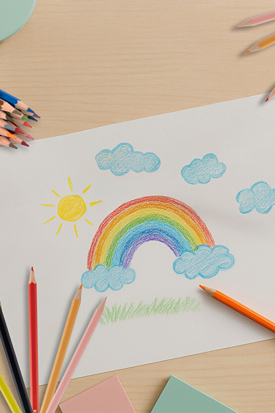 Kuru Boya Kalemi, Kırmızı Metal Tüp Kutu, 12 Renk, Tam Boy, Kalemtıraş Hediyeli, Yumuşak Mineli