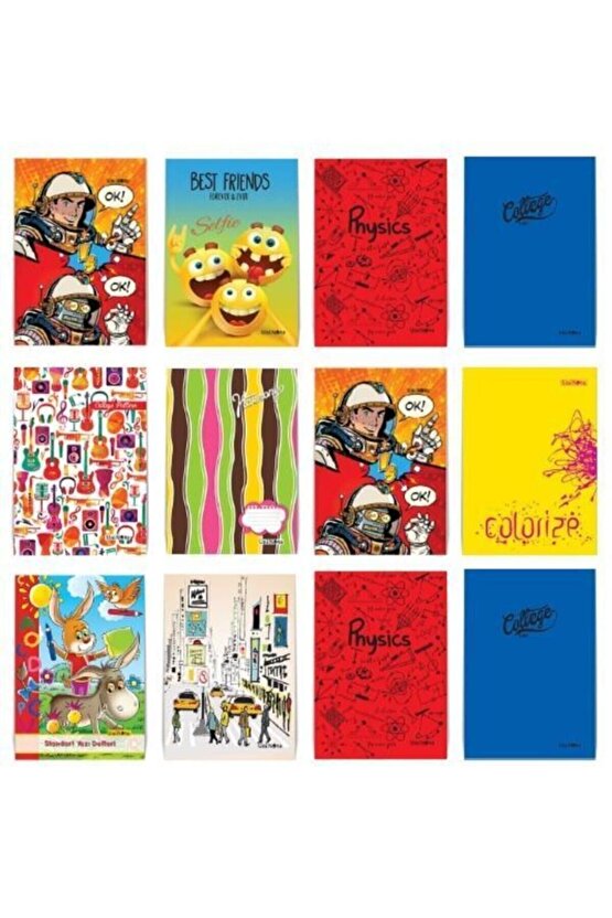 Çınar Yayınları 60 Yaprak A4 Büyük Boy Kareli Defter Karton Kapak 12 Adet