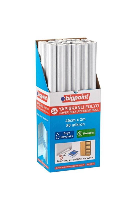 Yapışkanlı Şeffaf Rulo 2 Metre 24lü Stand