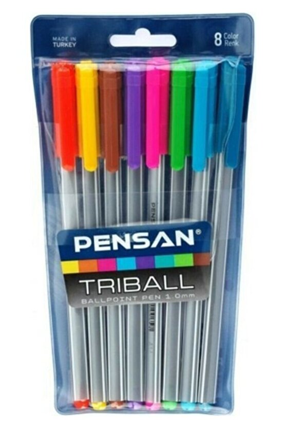 Çok Renkli Tükenmez Kalem Seti - 8li Paket