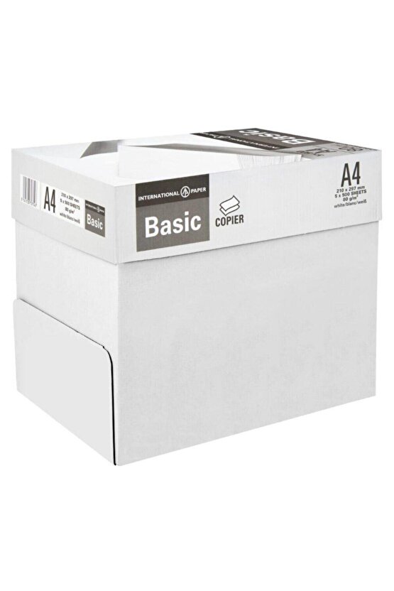 Basic A4 Fotokopi Kağıdı 80gr 1 Koli 5 Paket 2500 Sayfa