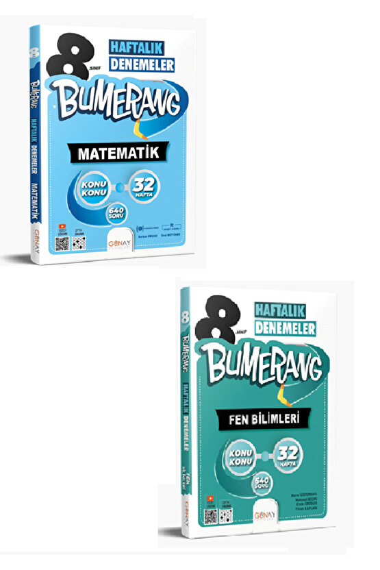 Günay Yayınları 8. Sınıf Bumerang Matematik + Fen 32 Haftalık Deneme Seti