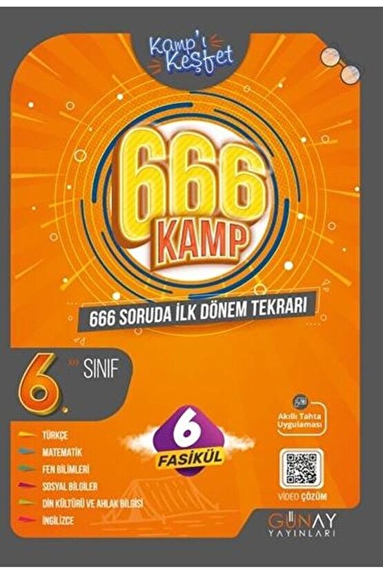 6. Sınıf 666 Soruda İlk Dönem Kamp Kitabı  Kolektif  Günay Yayınları  9786258331400