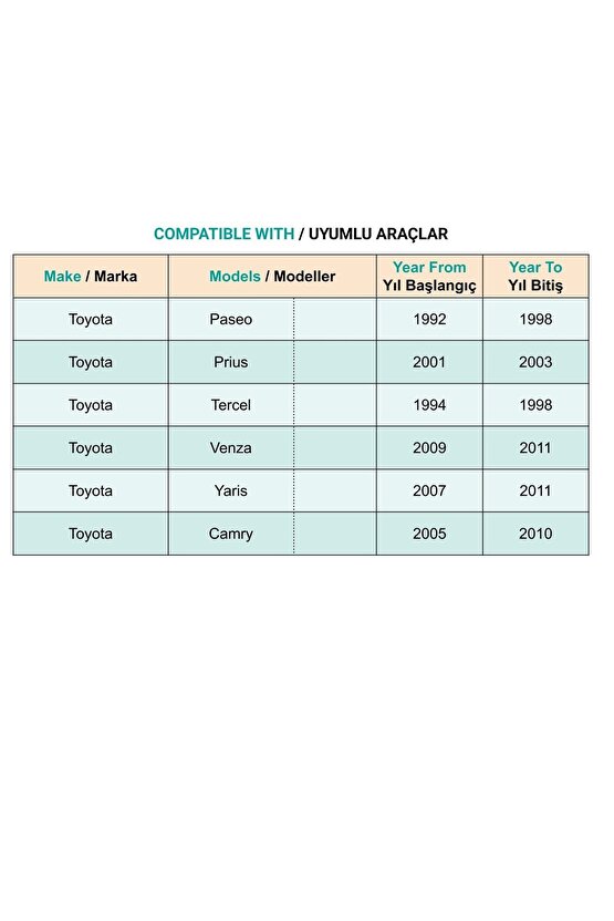 Toyota Sienna Corolla Yaris Camry Avalon için Panjur Klips - 1 Adet