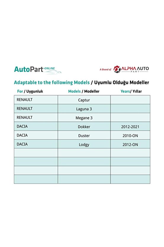 Renault Dacia Fiat için Bagaj Davlumbaz Klips - 10 Adet