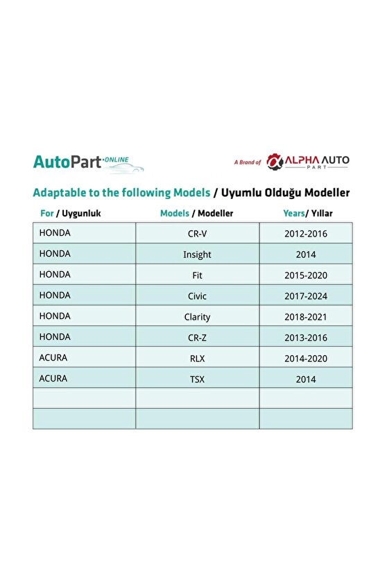 Honda CR-V CR-Z Insight Fit Civic Clarity RLX TSX için Toz Fitili Klips - 10 Adet