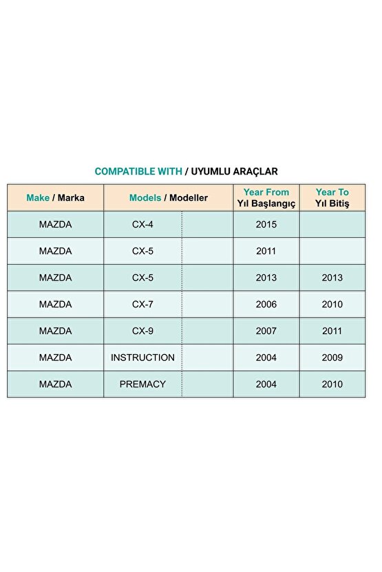 Mazda için Tampon Davlumbaz Klips - 10 Adet