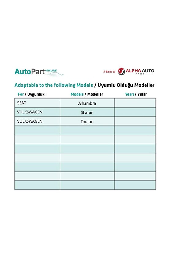 Seat Alhambra Volkswagen Sharan Touran için Tampon Bağlantı Klips - 50 Adet