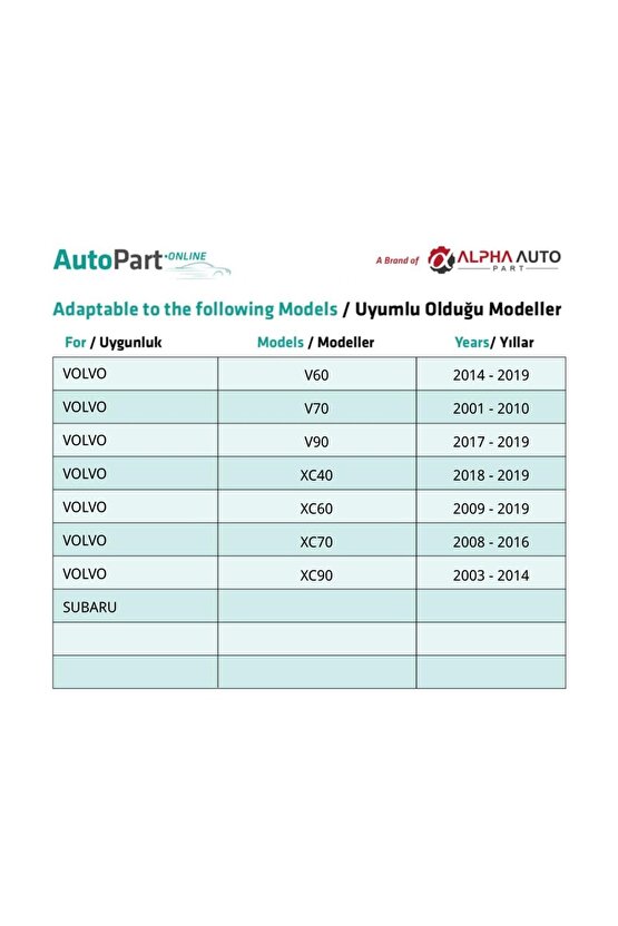 Volvo Subaru için Çamurluk Tamponu İtmeli Klips - 10 Adet